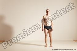 Underwear Gymnastic poses Man White Slim Bald Dancing Dynamic poses Academic